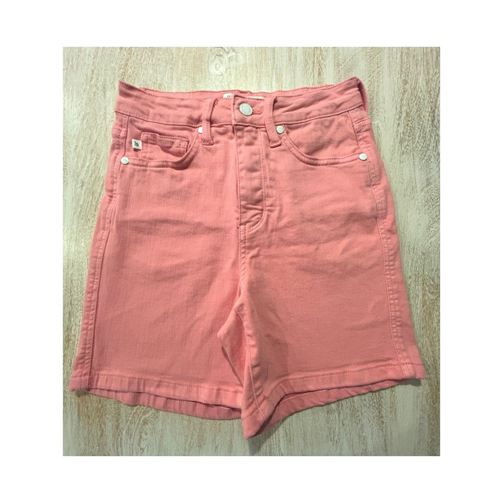 EUC Small Judy Blue Denim Shorts‎ Coral Pink High Rise Stretch JB150285